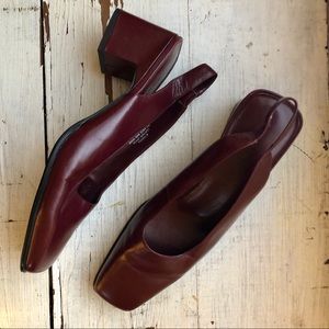 Bandolino Takeda Oxblood Square Toe Slingbacks